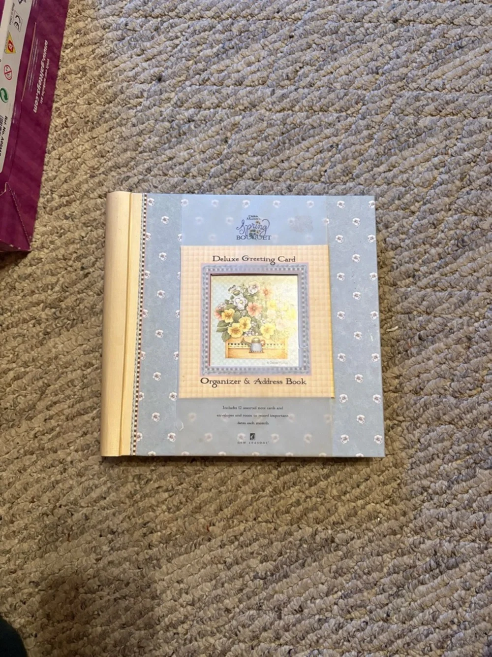 Deluxe Greeting Card Organizer & Address Book - Light Blue Floral
